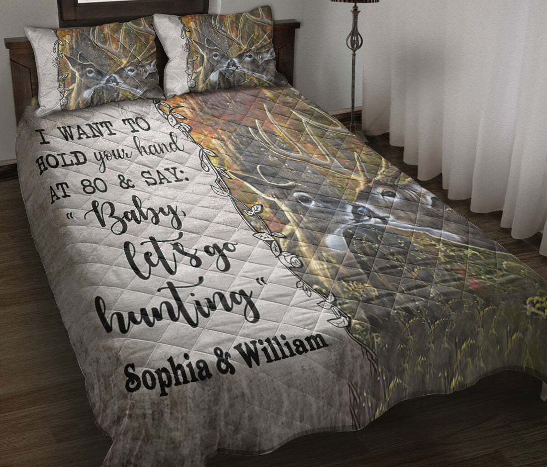 Ohaprints-Quilt-Bed-Set-Pillowcase-Hunter-Couple-Buck-Doe-Deer-Hunting-I-Want-To-Hold-Custom-Personalized-Name-Blanket-Bedspread-Bedding-2688-Throw (55'' x 60'')