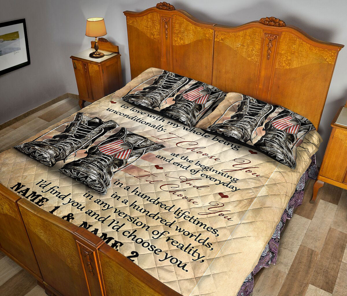 Ohaprints-Quilt-Bed-Set-Pillowcase-I-Choose-You-Veteran-Boost-Soldier-Couple-Gift-Idea-Custom-Personalized-Name-Blanket-Bedspread-Bedding-934-Queen (80'' x 90'')