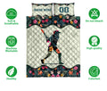 Ohaprints-Quilt-Bed-Set-Pillowcase-Baseball-Softball-Girl-Batter-Flower-Player-Custom-Personalized-Name-Number-Blanket-Bedspread-Bedding-1760-Double (70'' x 80'')