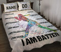 Ohaprints-Quilt-Bed-Set-Pillowcase-Baseball-Softball-Girl-Batter-Watercolor-Idea-Custom-Personalized-Name-Number-Blanket-Bedspread-Bedding-1761-Throw (55'' x 60'')