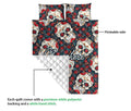 Ohaprints-Quilt-Bed-Set-Pillowcase-Floral-Calavera-Sugar-Skull-Rose-Flower-Unique-Idea-Custom-Personalized-Name-Blanket-Bedspread-Bedding-2351-Queen (80'' x 90'')