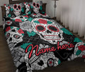 Ohaprints-Quilt-Bed-Set-Pillowcase-Calavera-Sugar-Skull-Rose-Flower-Unique-Idea-Black-Custom-Personalized-Name-Blanket-Bedspread-Bedding-2944-Throw (55'' x 60'')