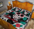 Ohaprints-Quilt-Bed-Set-Pillowcase-Calavera-Sugar-Skull-Rose-Flower-Unique-Idea-Black-Custom-Personalized-Name-Blanket-Bedspread-Bedding-2944-King (90'' x 100'')