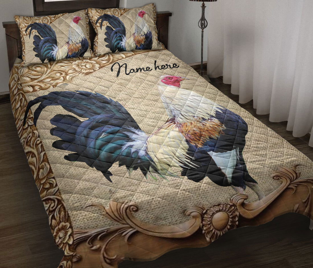 Ohaprints-Quilt-Bed-Set-Pillowcase-Rooster-Chicken-Farm-Animal-Vintage-Farmer-Gift-Idea-Custom-Personalized-Name-Blanket-Bedspread-Bedding-2352-Throw (55'' x 60'')