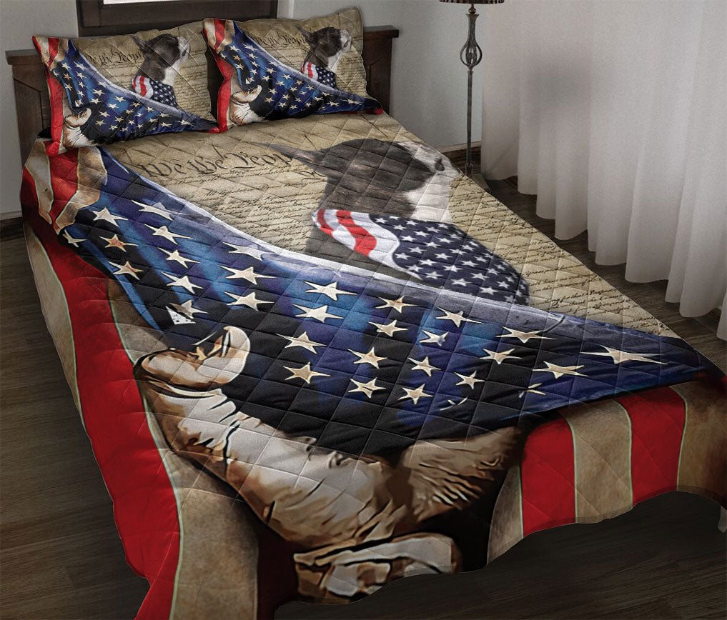 Ohaprints-Quilt-Bed-Set-Pillowcase-Boston-Terrier-Patriotic-Dog-Lover-American-History-Us-Flag-We-The-People-Blanket-Bedspread-Bedding-851-Throw (55'' x 60'')