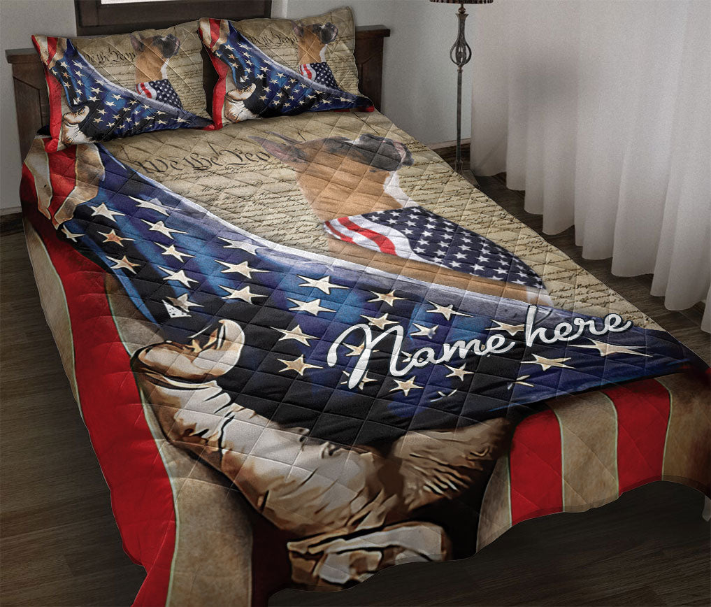 Ohaprints-Quilt-Bed-Set-Pillowcase-Boxer-Patriotic-Dog-Lover-American-Flag-We-People-Custom-Personalized-Name-Blanket-Bedspread-Bedding-2362-Throw (55'' x 60'')