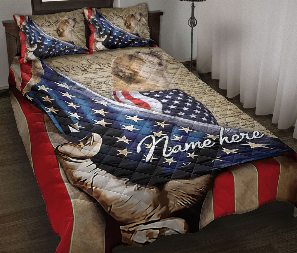 Ohaprints-Quilt-Bed-Set-Pillowcase-Bulldog-Patriotic-Dog-Lover-American-Flag-We-People-Custom-Personalized-Name-Blanket-Bedspread-Bedding-11-Throw (55'' x 60'')