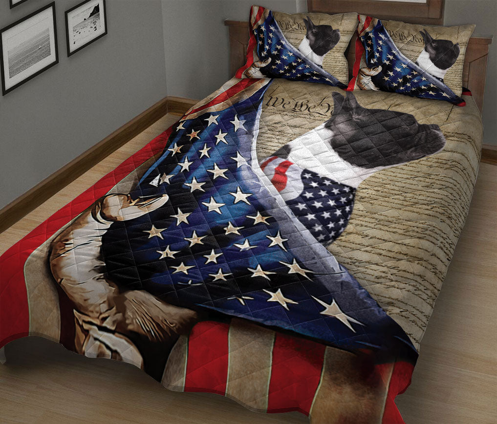 Ohaprints-Quilt-Bed-Set-Pillowcase-French-Bulldog-Patriotic-Dog-Lover-American-History-Us-Flag-We-The-People-Blanket-Bedspread-Bedding-852-King (90'' x 100'')