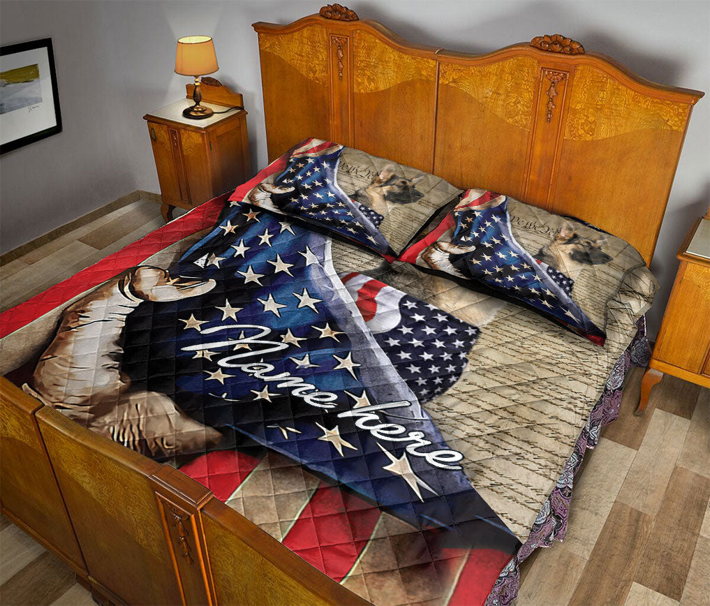 Ohaprints-Quilt-Bed-Set-Pillowcase-German-Shepherd-Dog-Lover-American-Flag-We-People-Custom-Personalized-Name-Blanket-Bedspread-Bedding-2018-Queen (80'' x 90'')