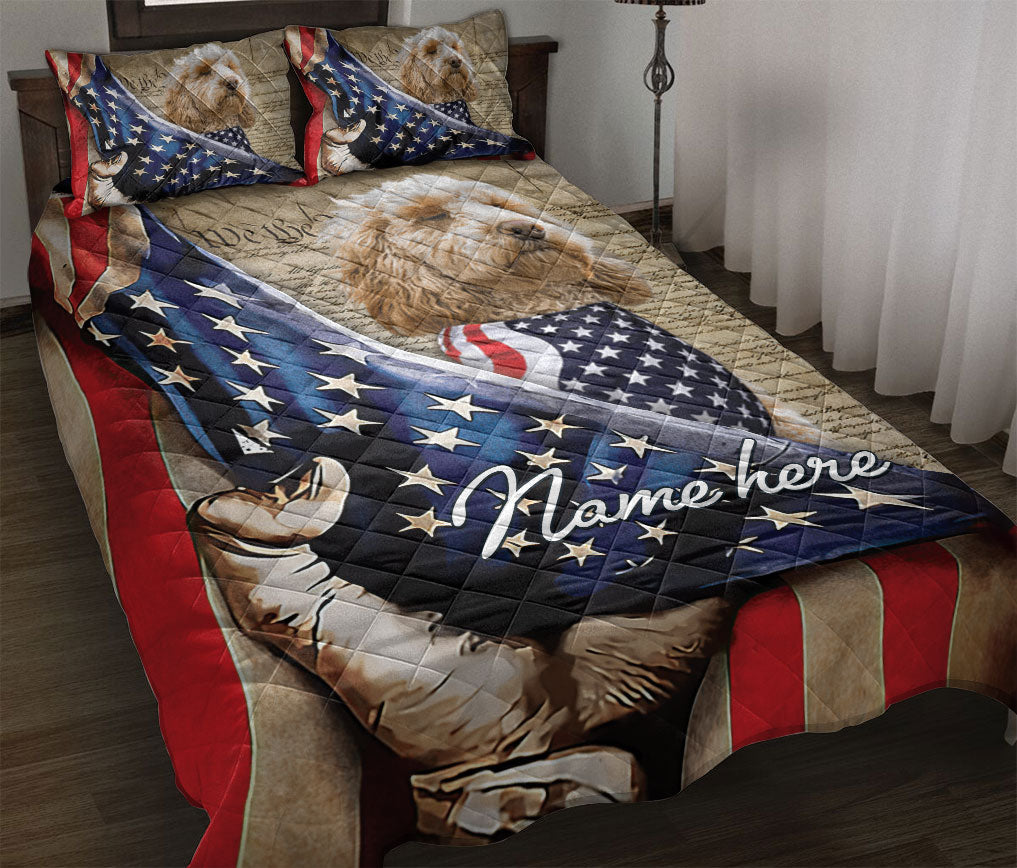 Ohaprints-Quilt-Bed-Set-Pillowcase-Golden-Doodle-Dog-Lover-American-Us-Flag-We-People-Custom-Personalized-Name-Blanket-Bedspread-Bedding-2612-Throw (55'' x 60'')