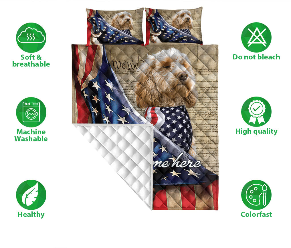 Ohaprints-Quilt-Bed-Set-Pillowcase-Golden-Doodle-Dog-Lover-American-Us-Flag-We-People-Custom-Personalized-Name-Blanket-Bedspread-Bedding-2612-Double (70'' x 80'')