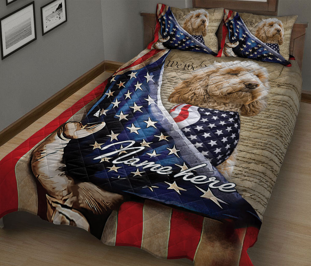 Ohaprints-Quilt-Bed-Set-Pillowcase-Golden-Doodle-Dog-Lover-American-Us-Flag-We-People-Custom-Personalized-Name-Blanket-Bedspread-Bedding-2612-King (90'' x 100'')