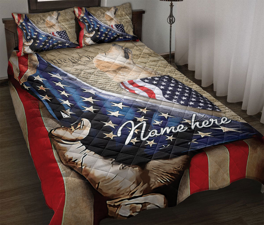 Ohaprints-Quilt-Bed-Set-Pillowcase-Golden-Retriever-Dog-Lover-American-Flag-We-People-Custom-Personalized-Name-Blanket-Bedspread-Bedding-262-Throw (55'' x 60'')