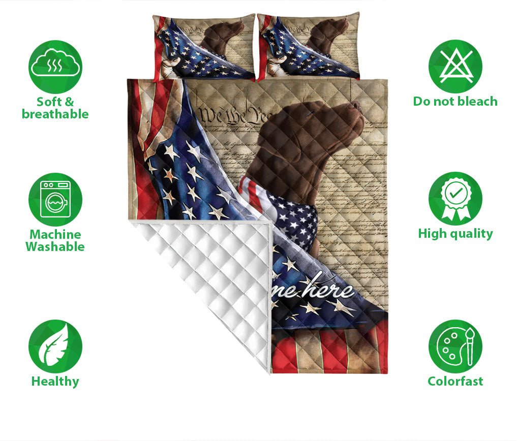 Ohaprints-Quilt-Bed-Set-Pillowcase-Chocolate-Patriotic-Dog-Lover-American-Flag-We-People-Custom-Personalized-Name-Blanket-Bedspread-Bedding-1188-Double (70'' x 80'')