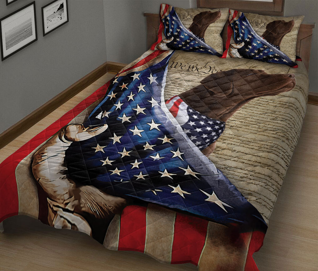 Ohaprints-Quilt-Bed-Set-Pillowcase-Chocolate-Labrador-Patriotic-Dog-Lover-American-History-Us-Flag-We-The-People-Blanket-Bedspread-Bedding-1433-King (90'' x 100'')