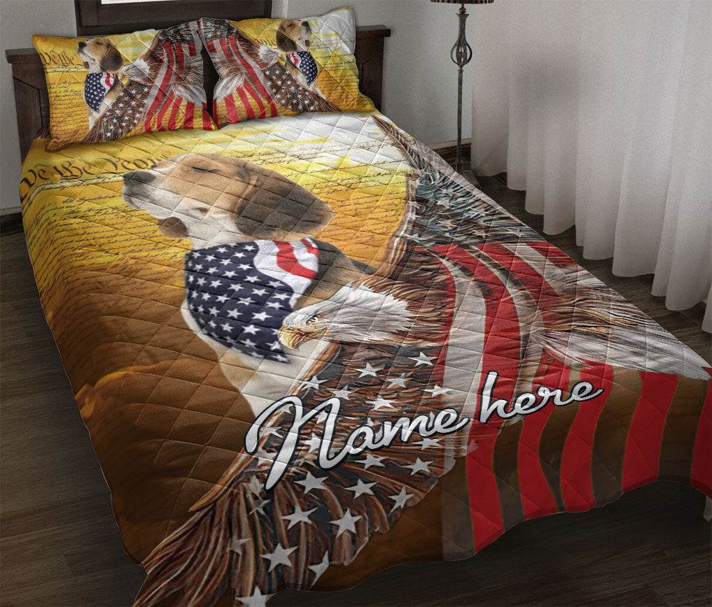 Ohaprints-Quilt-Bed-Set-Pillowcase-Beagle-Dog-Lover-American-Eagle-Us-Flag-We-People-Custom-Personalized-Name-Blanket-Bedspread-Bedding-1774-Throw (55'' x 60'')