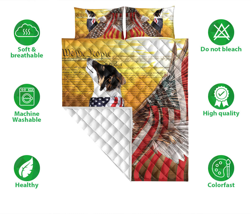 Ohaprints-Quilt-Bed-Set-Pillowcase-Border-Collie-Patriotic-Dog-Lover-American-Eagle-Us-Flag-We-The-People-Blanket-Bedspread-Bedding-1434-Double (70'' x 80'')