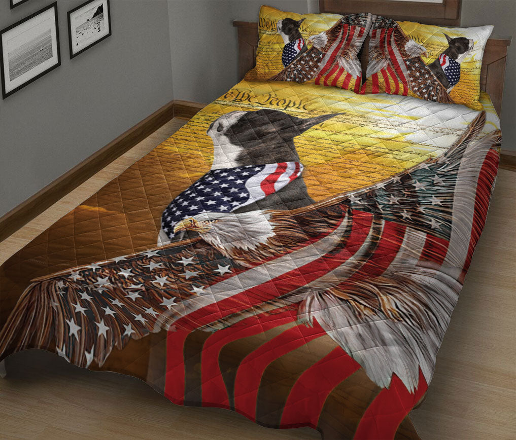 Ohaprints-Quilt-Bed-Set-Pillowcase-Boston-Terrier-Patriotic-Dog-Lover-American-Eagle-Us-Flag-We-The-People-Blanket-Bedspread-Bedding-2020-King (90'' x 100'')