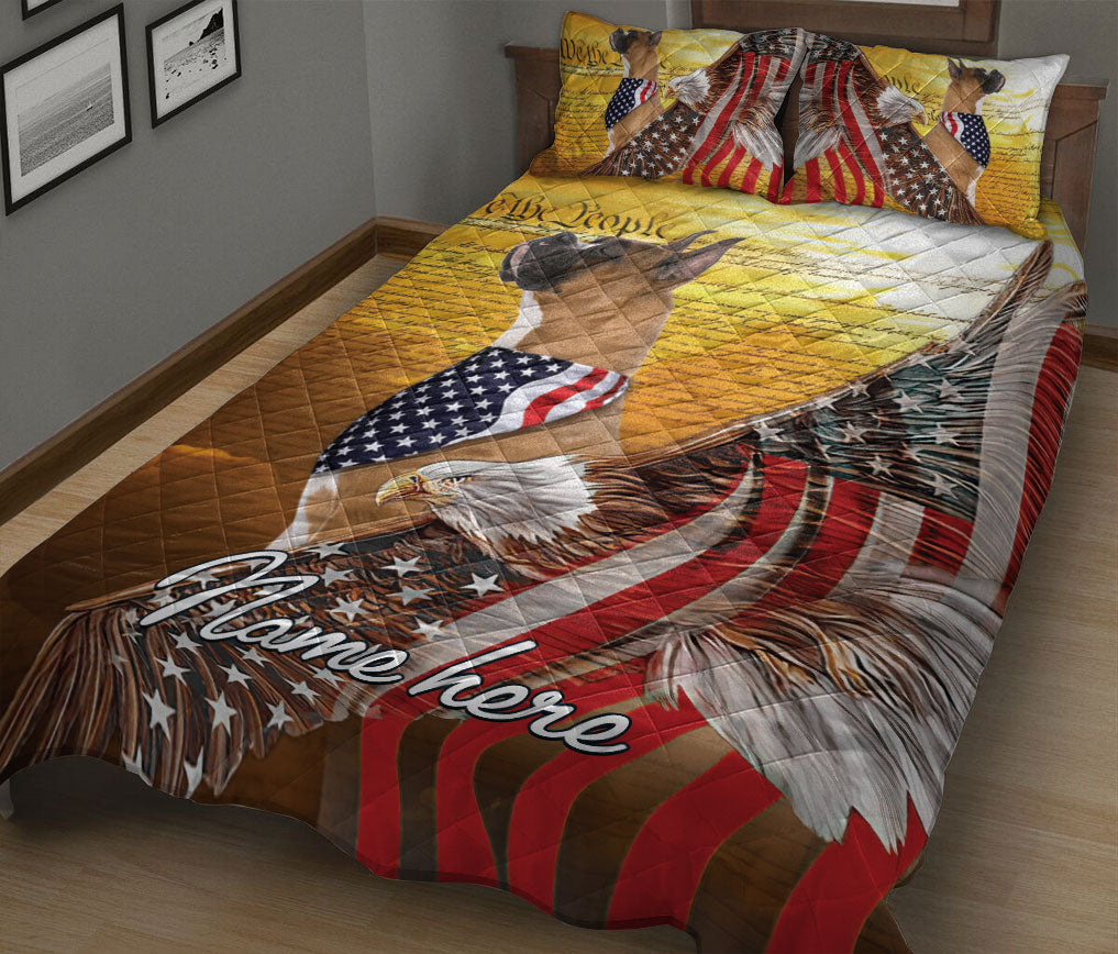 Ohaprints-Quilt-Bed-Set-Pillowcase-Boxer-Patriotic-Dog-American-Eagle-Us-Flag-We-People-Custom-Personalized-Name-Blanket-Bedspread-Bedding-2363-King (90'' x 100'')