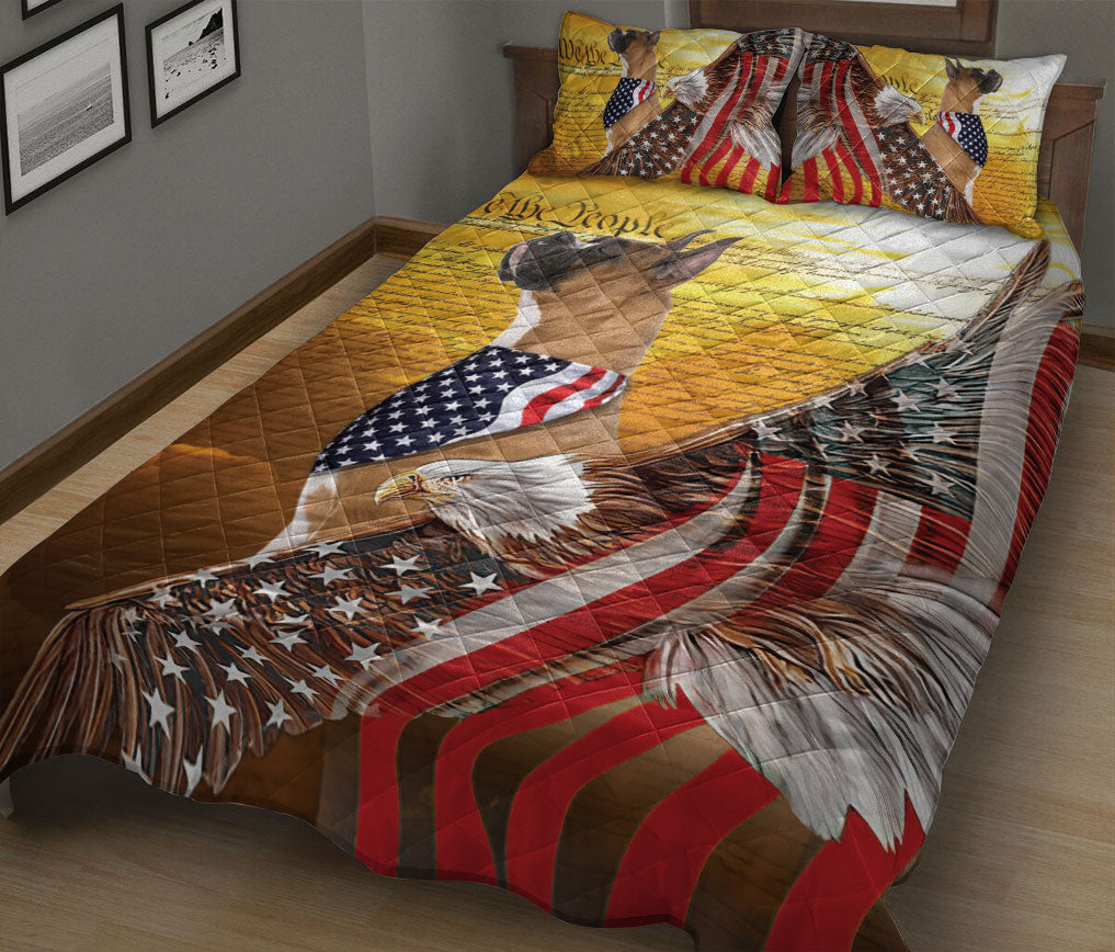 Ohaprints-Quilt-Bed-Set-Pillowcase-Boxer-Patriotic-Dog-Lover-American-Eagle-Us-Flag-We-The-People-Blanket-Bedspread-Bedding-2614-King (90'' x 100'')