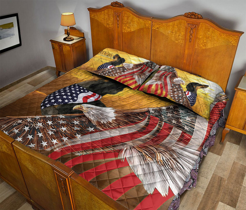 Ohaprints-Quilt-Bed-Set-Pillowcase-Dachshund-Patriotic-Dog-Lover-American-Eagle-Us-Flag-We-The-People-Blanket-Bedspread-Bedding-601-Queen (80'' x 90'')