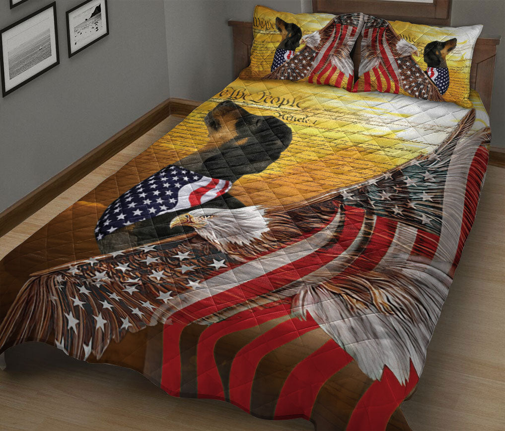 Ohaprints-Quilt-Bed-Set-Pillowcase-Dachshund-Patriotic-Dog-Lover-American-Eagle-Us-Flag-We-The-People-Blanket-Bedspread-Bedding-601-King (90'' x 100'')