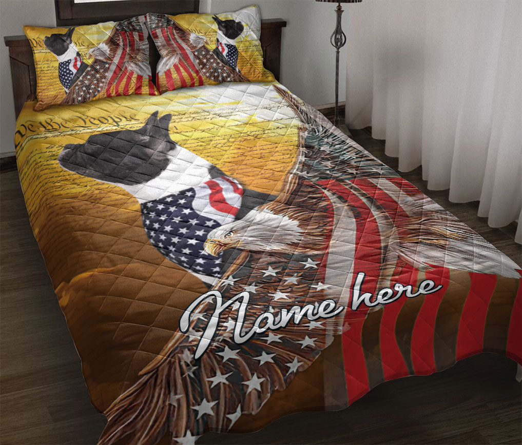 Ohaprints-Quilt-Bed-Set-Pillowcase-French-Bulldog-Dog-American-Eagle-Us-Flag-We-People-Custom-Personalized-Name-Blanket-Bedspread-Bedding-1189-Throw (55'' x 60'')