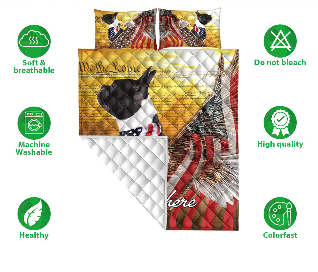 Ohaprints-Quilt-Bed-Set-Pillowcase-French-Bulldog-Dog-American-Eagle-Us-Flag-We-People-Custom-Personalized-Name-Blanket-Bedspread-Bedding-1189-Double (70'' x 80'')