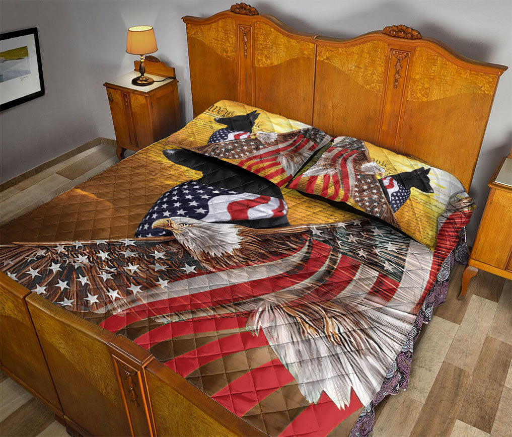 Ohaprints-Quilt-Bed-Set-Pillowcase-Black-German-Shepherd-Patriotic-Dog-Lover-American-Eagle-Us-Flag-We-The-People-Blanket-Bedspread-Bedding-1435-Queen (80'' x 90'')