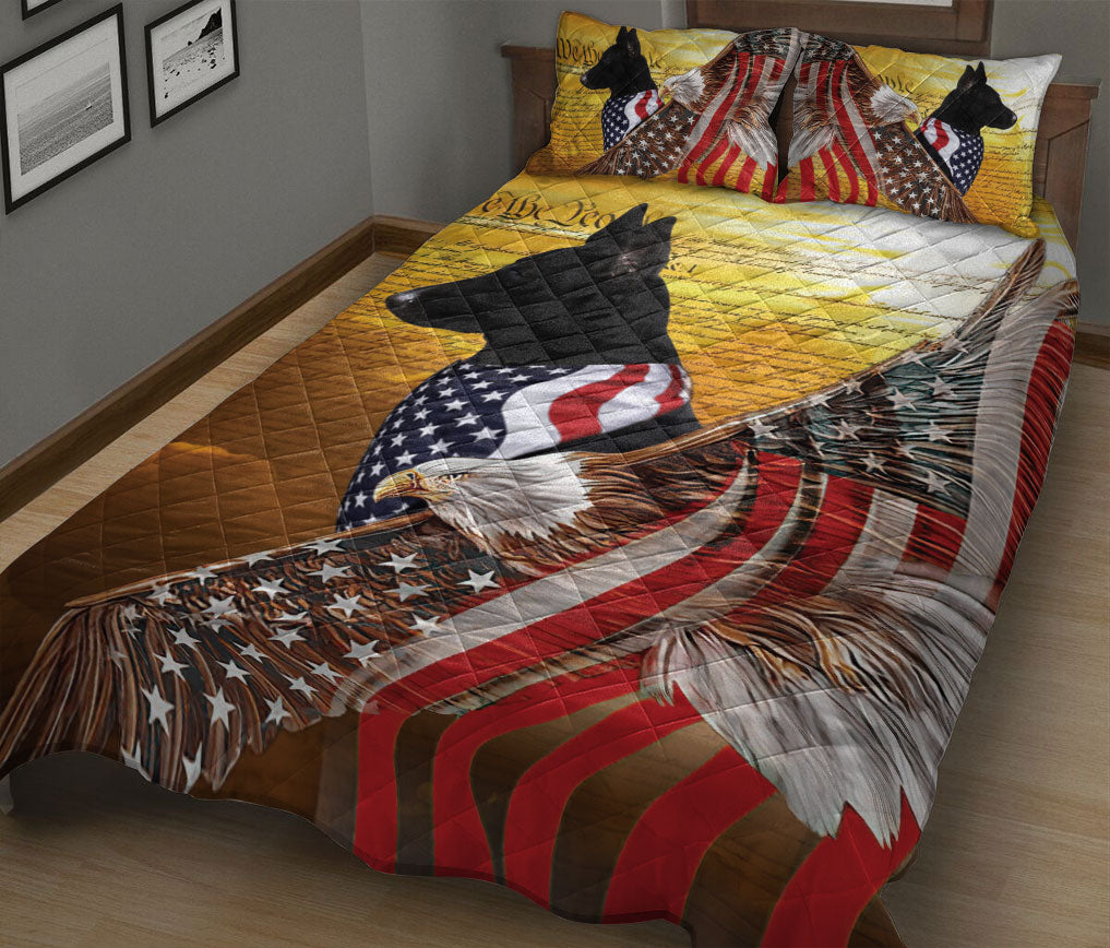 Ohaprints-Quilt-Bed-Set-Pillowcase-Black-German-Shepherd-Patriotic-Dog-Lover-American-Eagle-Us-Flag-We-The-People-Blanket-Bedspread-Bedding-1435-King (90'' x 100'')