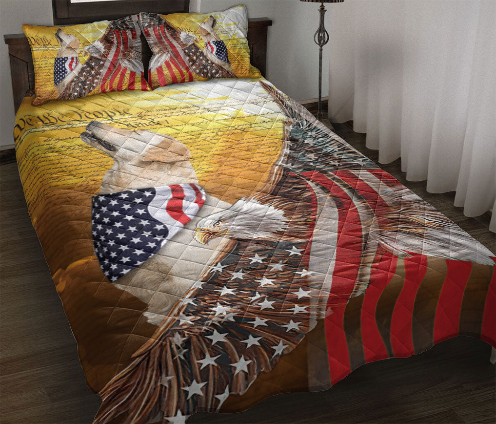 Ohaprints-Quilt-Bed-Set-Pillowcase-Golden-Retriever-Patriotic-Dog-Lover-American-Eagle-Us-Flag-We-The-People-Blanket-Bedspread-Bedding-2615-Throw (55'' x 60'')