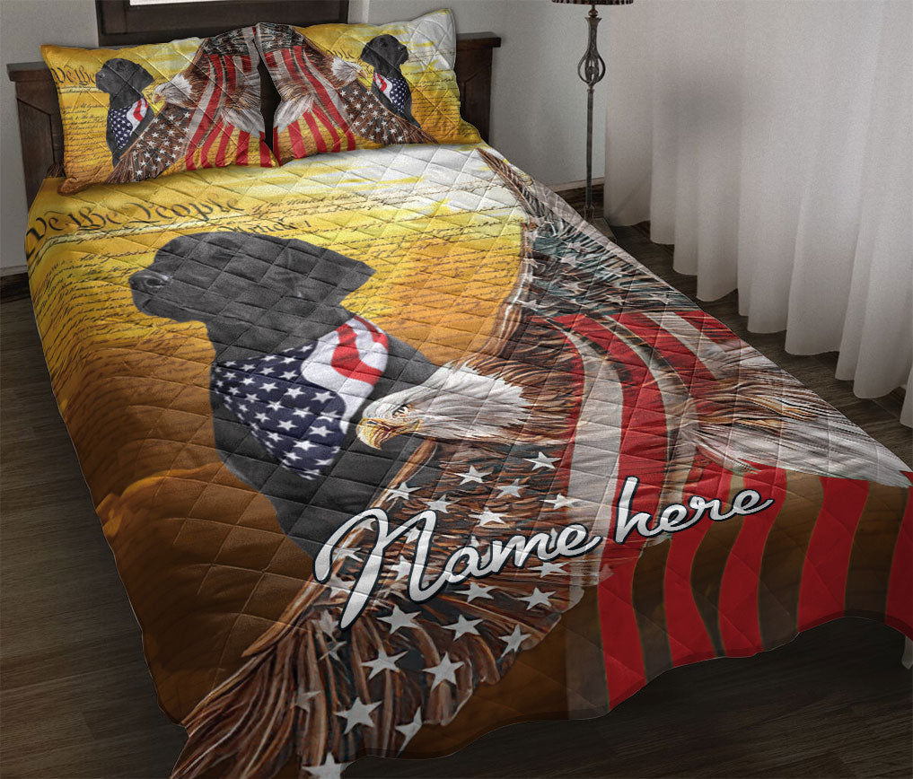 Ohaprints-Quilt-Bed-Set-Pillowcase-Black-Labrador-Patriotic-Dog-American-Eagle-Us-Flag-Custom-Personalized-Name-Blanket-Bedspread-Bedding-1211-Throw (55'' x 60'')