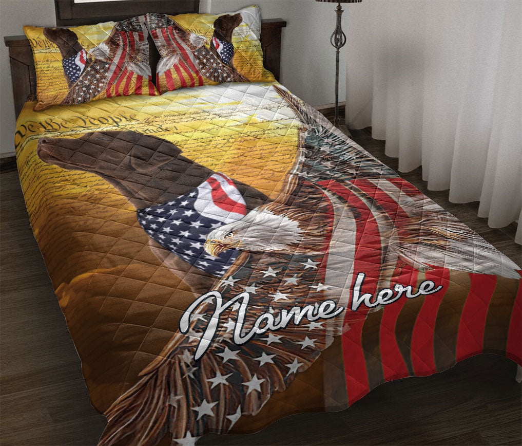 Ohaprints-Quilt-Bed-Set-Pillowcase-Chocolate-Labrador-Patriotic-Dog-American-Eagle-Flag-Custom-Personalized-Name-Blanket-Bedspread-Bedding-13-Throw (55'' x 60'')