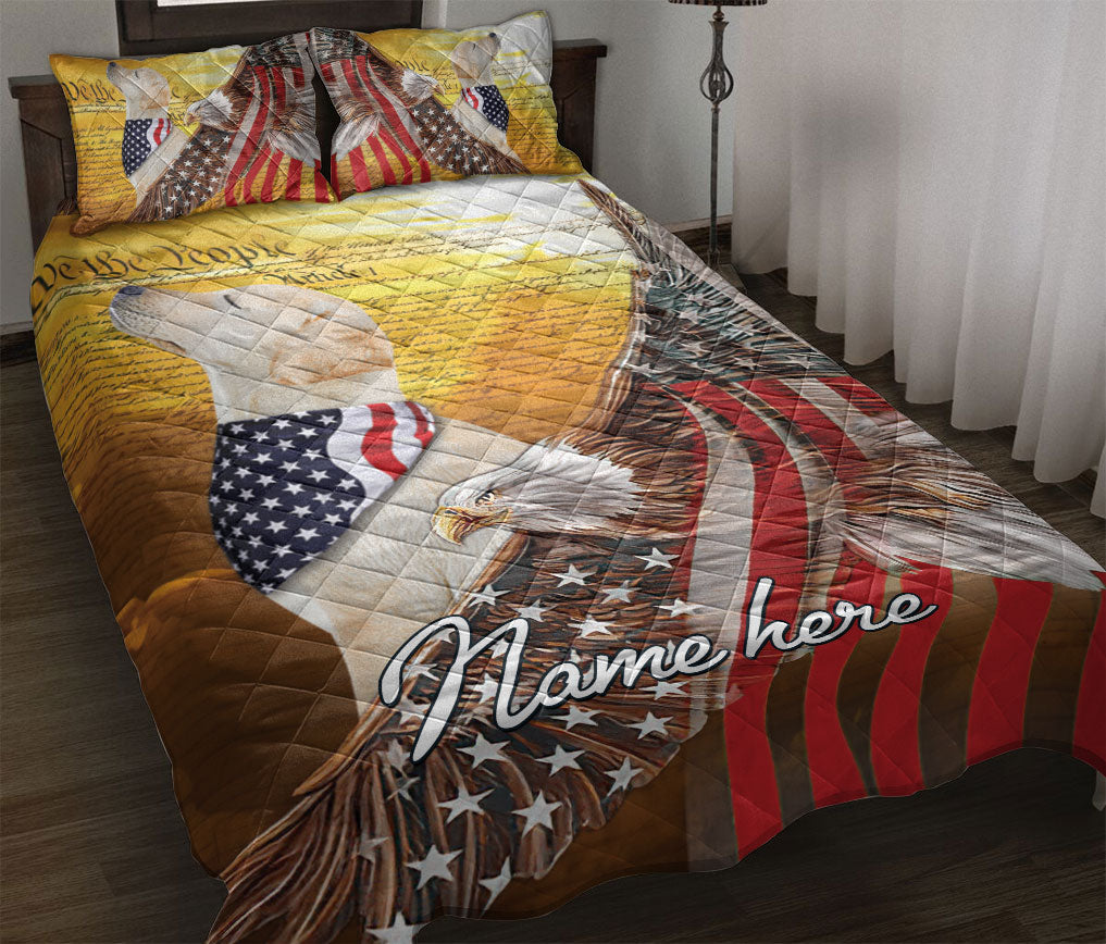 Ohaprints-Quilt-Bed-Set-Pillowcase-Labrador-Patriotic-Dog-Lover-American-Eagle-Us-Flag-Custom-Personalized-Name-Blanket-Bedspread-Bedding-602-Throw (55'' x 60'')