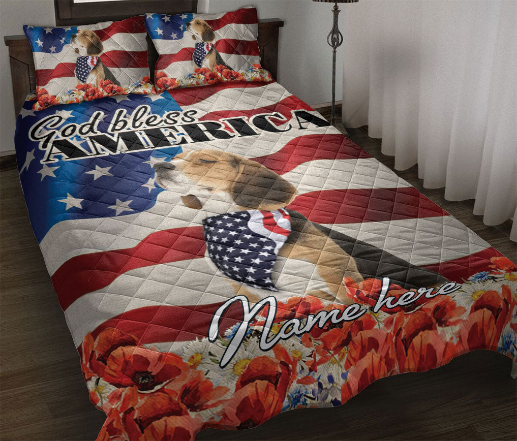Ohaprints-Quilt-Bed-Set-Pillowcase-Beagle-Patriotic-Dog-Lover-God-Bless-America-Us-Flag-Custom-Personalized-Name-Blanket-Bedspread-Bedding-1190-Throw (55'' x 60'')