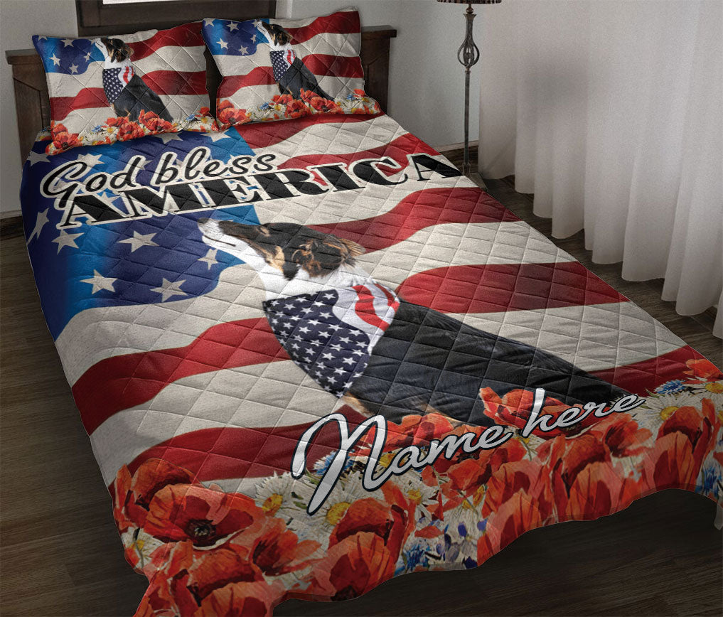 Ohaprints-Quilt-Bed-Set-Pillowcase-Border-Collie-Dog-Lover-God-Bless-America-Us-Flag-Custom-Personalized-Name-Blanket-Bedspread-Bedding-266-Throw (55'' x 60'')