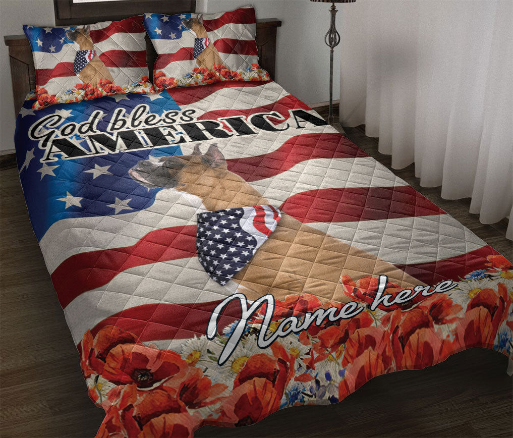 Ohaprints-Quilt-Bed-Set-Pillowcase-Boxer-Patriotic-Dog-Lover-God-Bless-America-Us-Flag-Custom-Personalized-Name-Blanket-Bedspread-Bedding-1776-Throw (55'' x 60'')