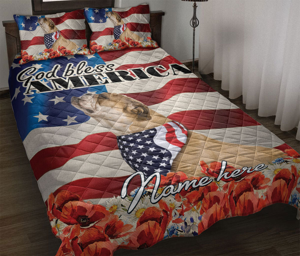 Ohaprints-Quilt-Bed-Set-Pillowcase-Bulldog-Patriotic-Dog-Lover-God-Bless-America-Us-Flag-Custom-Personalized-Name-Blanket-Bedspread-Bedding-1792-Throw (55'' x 60'')