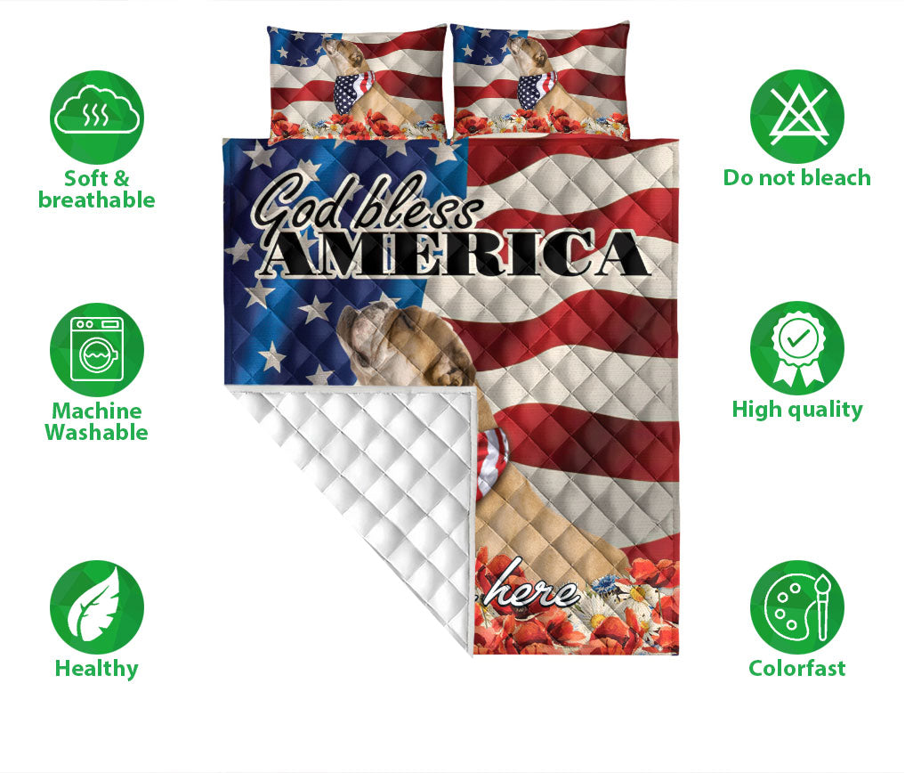 Ohaprints-Quilt-Bed-Set-Pillowcase-Bulldog-Patriotic-Dog-Lover-God-Bless-America-Us-Flag-Custom-Personalized-Name-Blanket-Bedspread-Bedding-1792-Double (70'' x 80'')