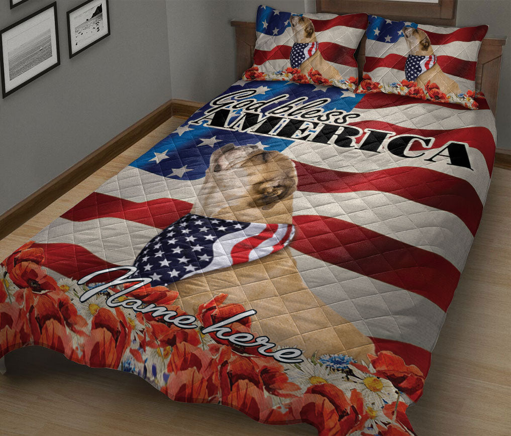 Ohaprints-Quilt-Bed-Set-Pillowcase-Bulldog-Patriotic-Dog-Lover-God-Bless-America-Us-Flag-Custom-Personalized-Name-Blanket-Bedspread-Bedding-1792-King (90'' x 100'')