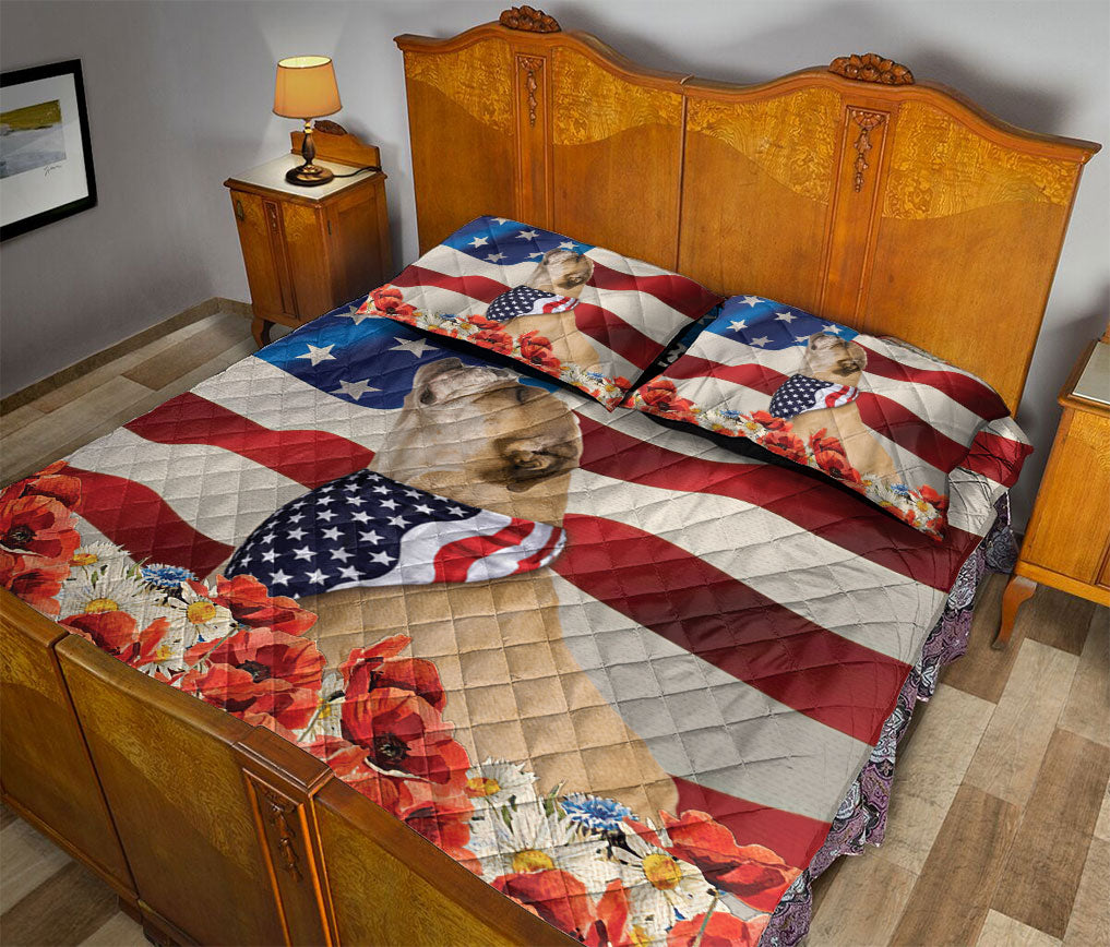 Ohaprints-Quilt-Bed-Set-Pillowcase-Bulldog-Patriotic-Dog-Lover-God-Bless-America-Us-Flag-Blanket-Bedspread-Bedding-2365-Queen (80'' x 90'')