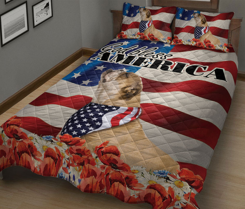 Ohaprints-Quilt-Bed-Set-Pillowcase-Bulldog-Patriotic-Dog-Lover-God-Bless-America-Us-Flag-Blanket-Bedspread-Bedding-2365-King (90'' x 100'')