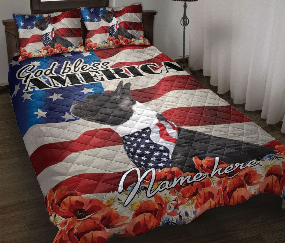 Ohaprints-Quilt-Bed-Set-Pillowcase-French-Bulldog-Dog-Lover-God-Bless-America-Us-Flag-Custom-Personalized-Name-Blanket-Bedspread-Bedding-603-Throw (55'' x 60'')