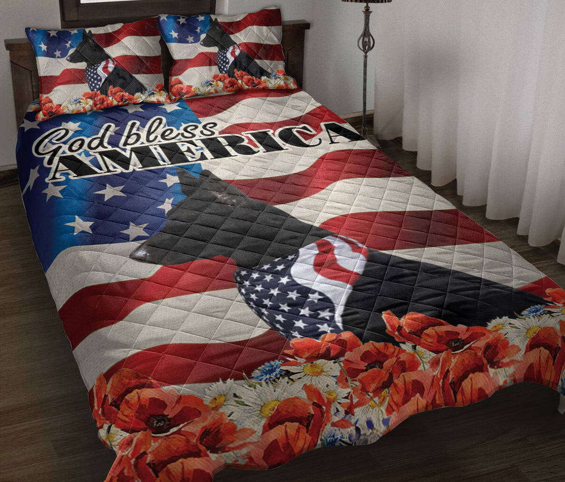 Ohaprints-Quilt-Bed-Set-Pillowcase-Black-German-Shepherd-Patriotic-Dog-Lover-God-Bless-America-Us-Flag-Blanket-Bedspread-Bedding-267-Throw (55'' x 60'')