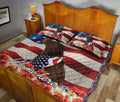 Ohaprints-Quilt-Bed-Set-Pillowcase-Chocolate-Labrador-Dog-Lover-God-Bless-America-Flag-Custom-Personalized-Name-Blanket-Bedspread-Bedding-2024-Queen (80'' x 90'')