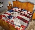 Ohaprints-Quilt-Bed-Set-Pillowcase-Westie-West-Highland-Dog-Lover-God-Bless-America-Flag-Custom-Personalized-Name-Blanket-Bedspread-Bedding-1439-Queen (80'' x 90'')