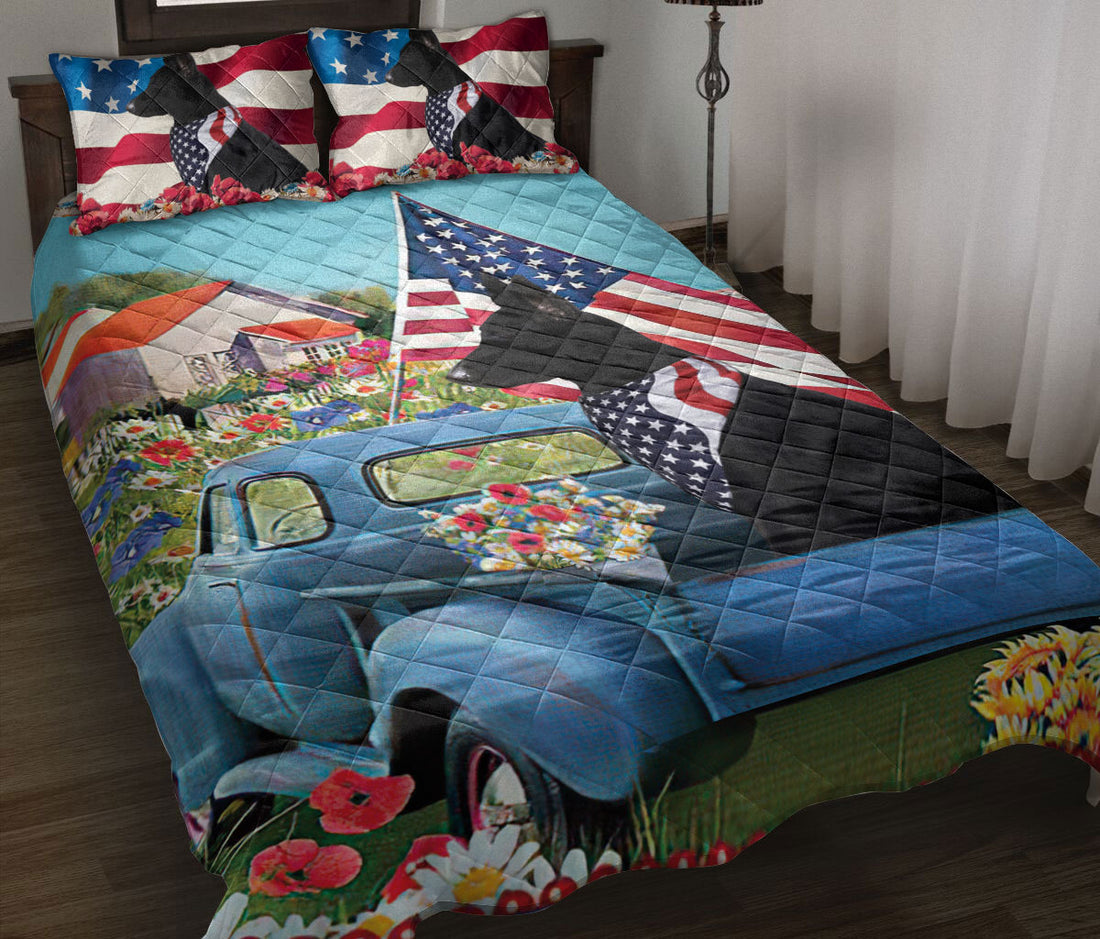 Ohaprints-Quilt-Bed-Set-Pillowcase-Black-German-Shepherd-In-Car-Patriotic-Dog-Lover-America-Us-Flag-Flower-Spring-Blanket-Bedspread-Bedding-861-Throw (55'' x 60'')