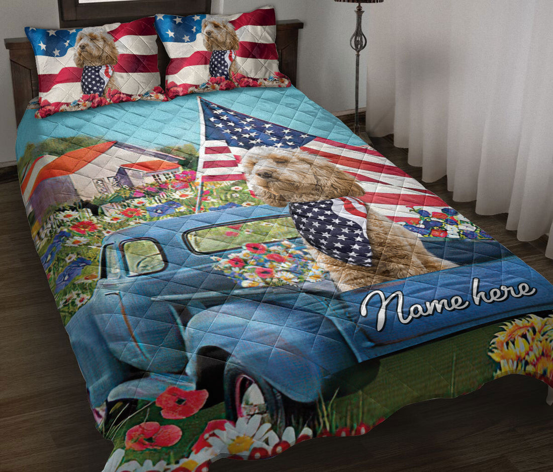 Ohaprints-Quilt-Bed-Set-Pillowcase-Golden-Doodle-Patriotic-Dog-Lover-America-Flag-Flower-Custom-Personalized-Name-Blanket-Bedspread-Bedding-16-Throw (55'' x 60'')