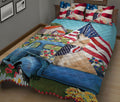 Ohaprints-Quilt-Bed-Set-Pillowcase-Golden-Retriever-Patriotic-Dog-Lover-America-Flag-Flower-Spring-Country-Road-Blanket-Bedspread-Bedding-2621-King (90'' x 100'')