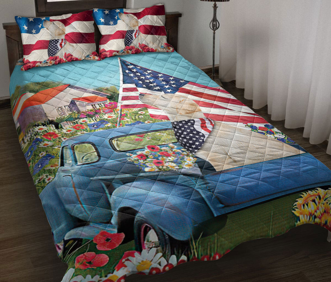 Ohaprints-Quilt-Bed-Set-Pillowcase-Labrador-In-Car-Patriotic-Dog-Lover-America-Us-Flag-Flower-Spring-Country-Road-Blanket-Bedspread-Bedding-1442-Throw (55'' x 60'')